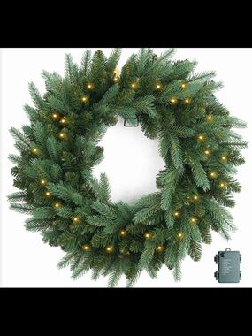 Martha Stewart Lush Green Pine LED Holiday Wreath